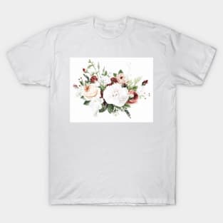 Romantic and Glamour Glow Flowers Watercolor Chic Floral Pattern T-Shirt